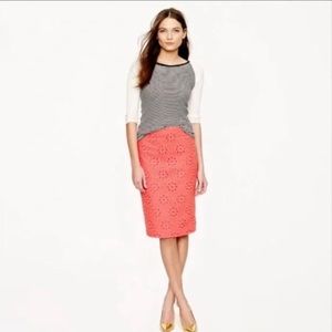 J Crew No. 2 Pencil Skirt in Pinwheel Eyelet